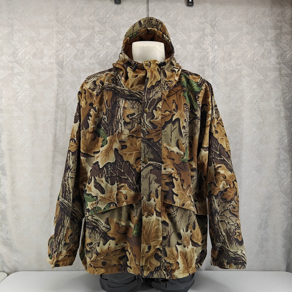 VTG Cabelas Jacket Mens XXL Dry Plus Camo Realtree Advantage Hooded Hunting Coat